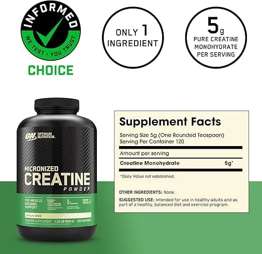 Optimum Nutrition Micronized Creatine 600GM - الصورة 2